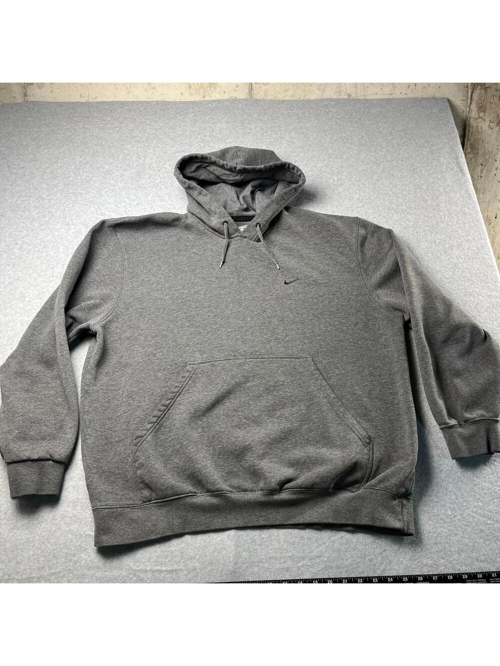 Vintage Nike Hoodie Y2K Pullover Men's Size XL Embroidered Swoosh Gray